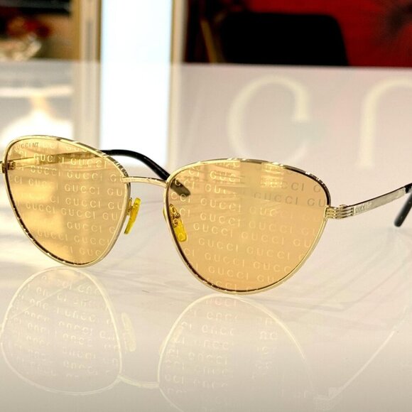 NWT GUCCI Gg0803s - 004 Logo Cat Eye Sunglasses - Picture 1 of 10